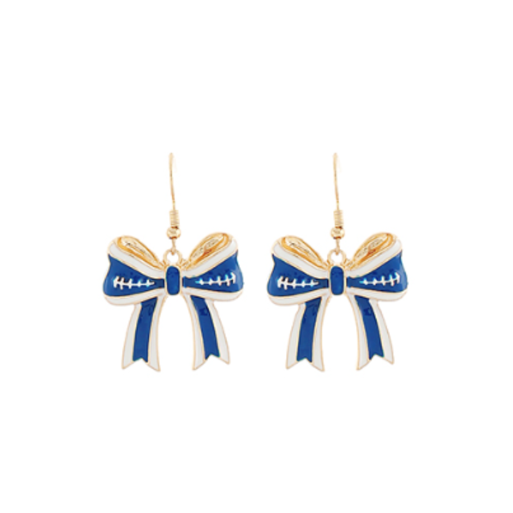 Blue and White Bow Earrings