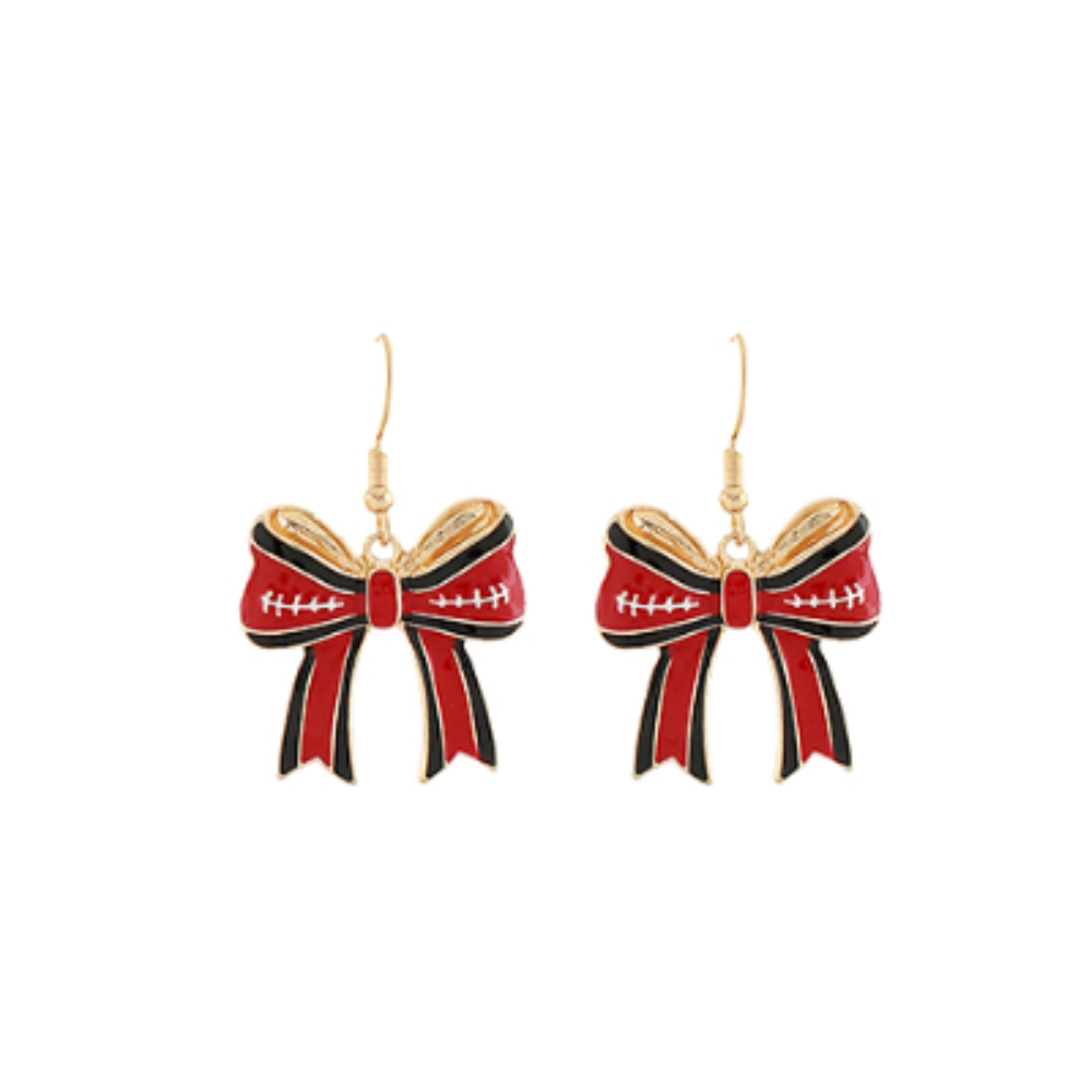Red and Black Bow Earrings