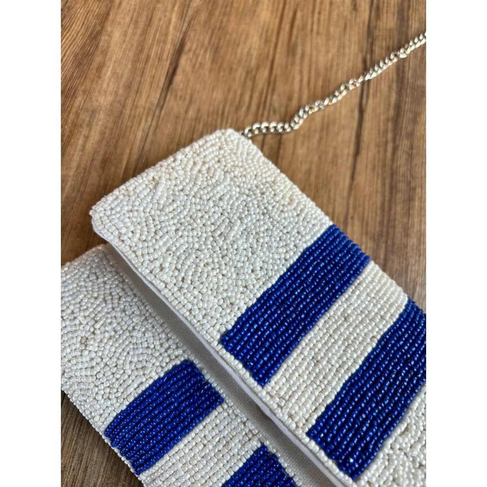 Royal/White Stripe Mini Clutch