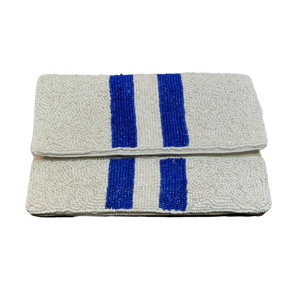 Royal/White Stripe Mini Clutch