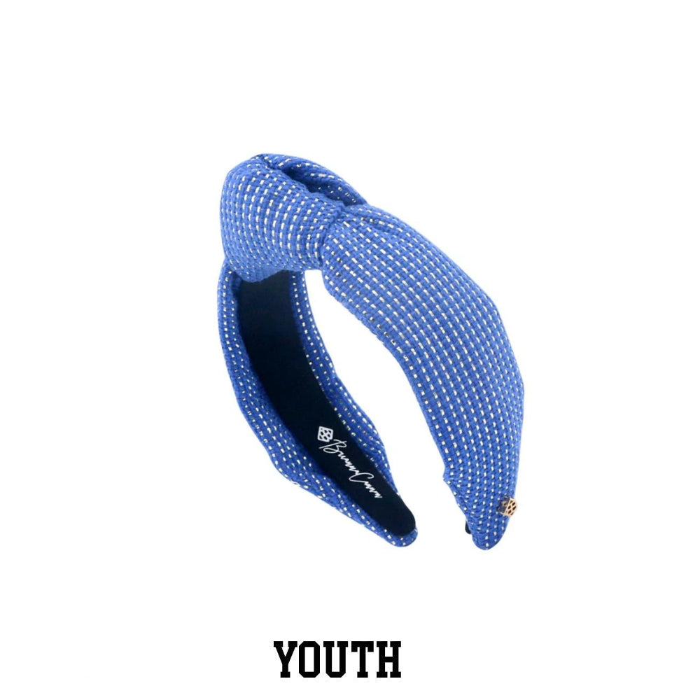 Youth Tweed Blue and Gold Solid Headband