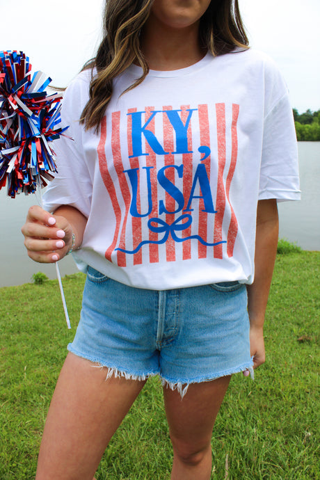 KY, USA Bow and Stripes T-Shirt