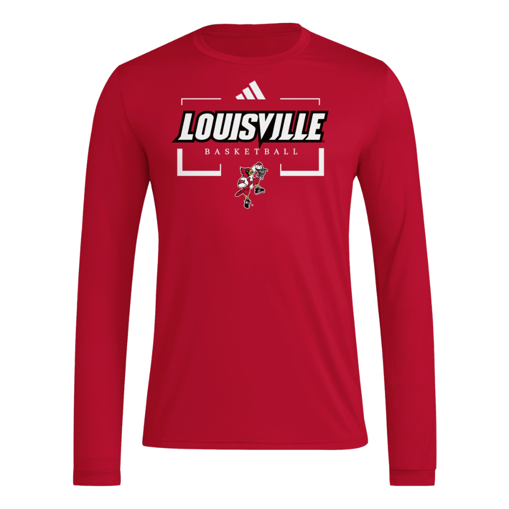 Adidas Louisville Cardinals Dunking Bird Pregame Long Sleeve Shirt
