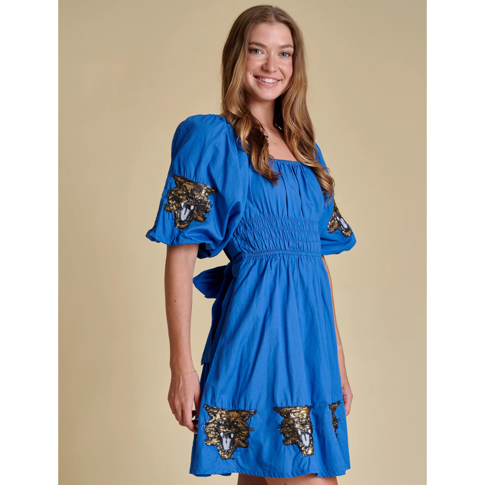Wildcat Sequin Puff Sleeve Dress Royal / M Wildcat Sequin Puff Sleeve Dress Royal / M