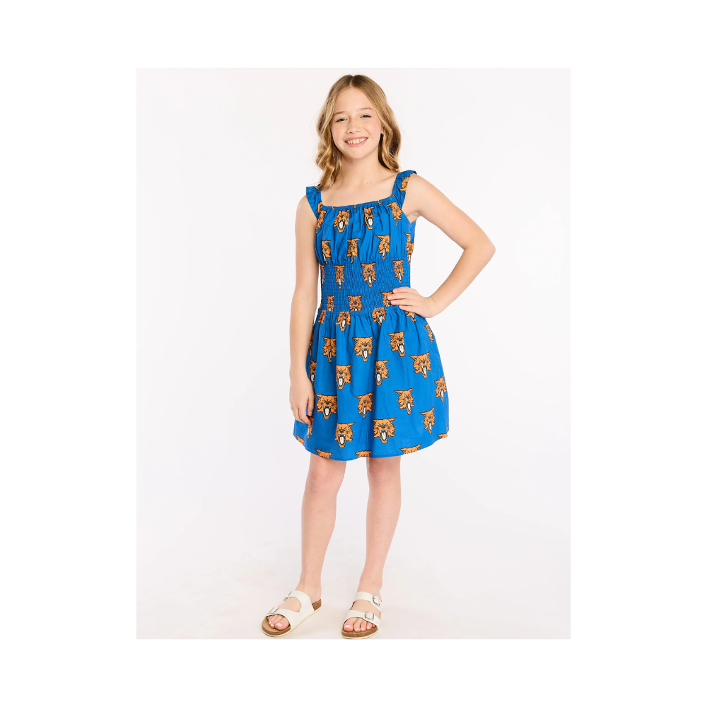 Kentucky Wildcat Poplin Girls Smocked Dress Royal / M Kentucky Wildcat Poplin Girls Smocked Dress Royal / M
