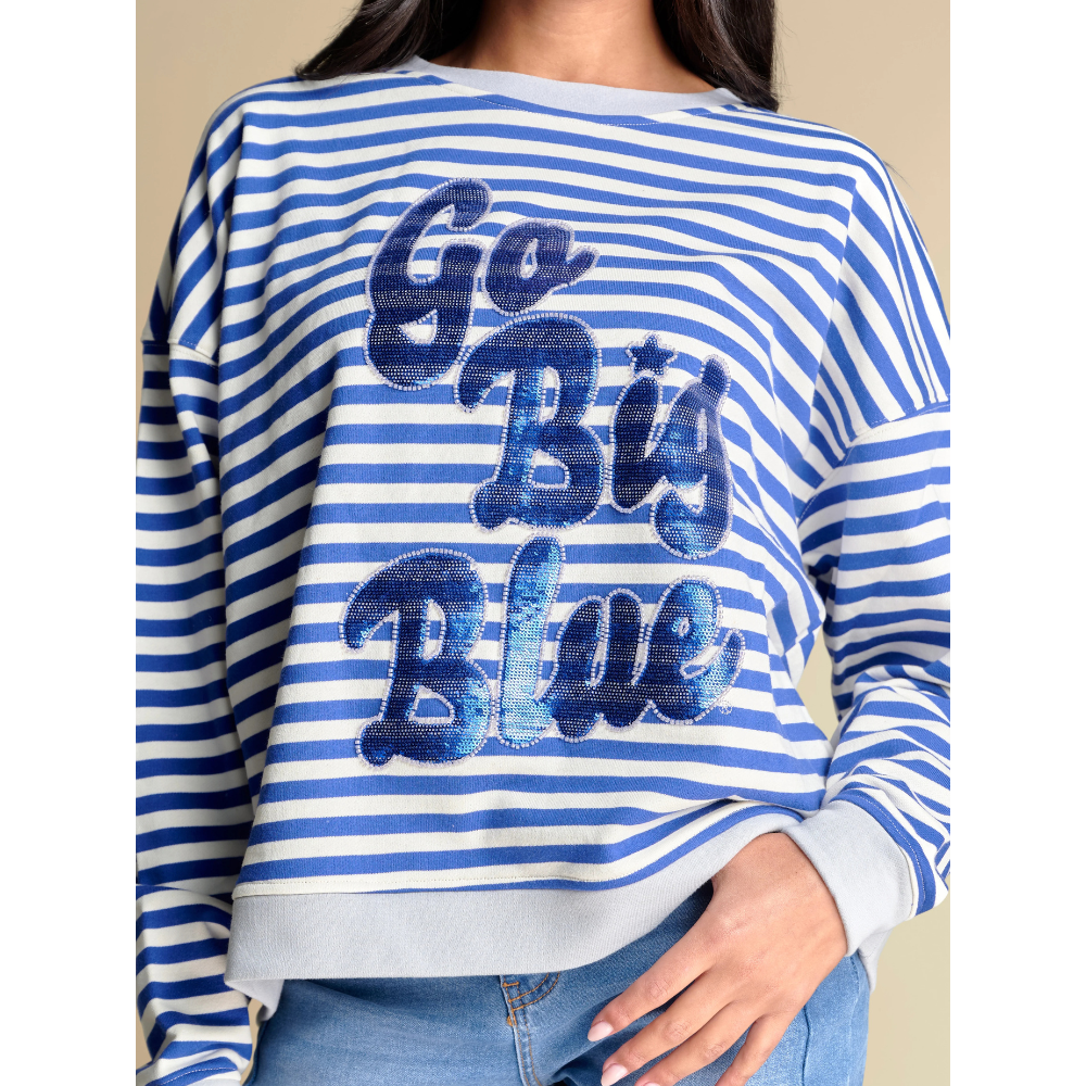 Go Big Blue Stripe Pullover