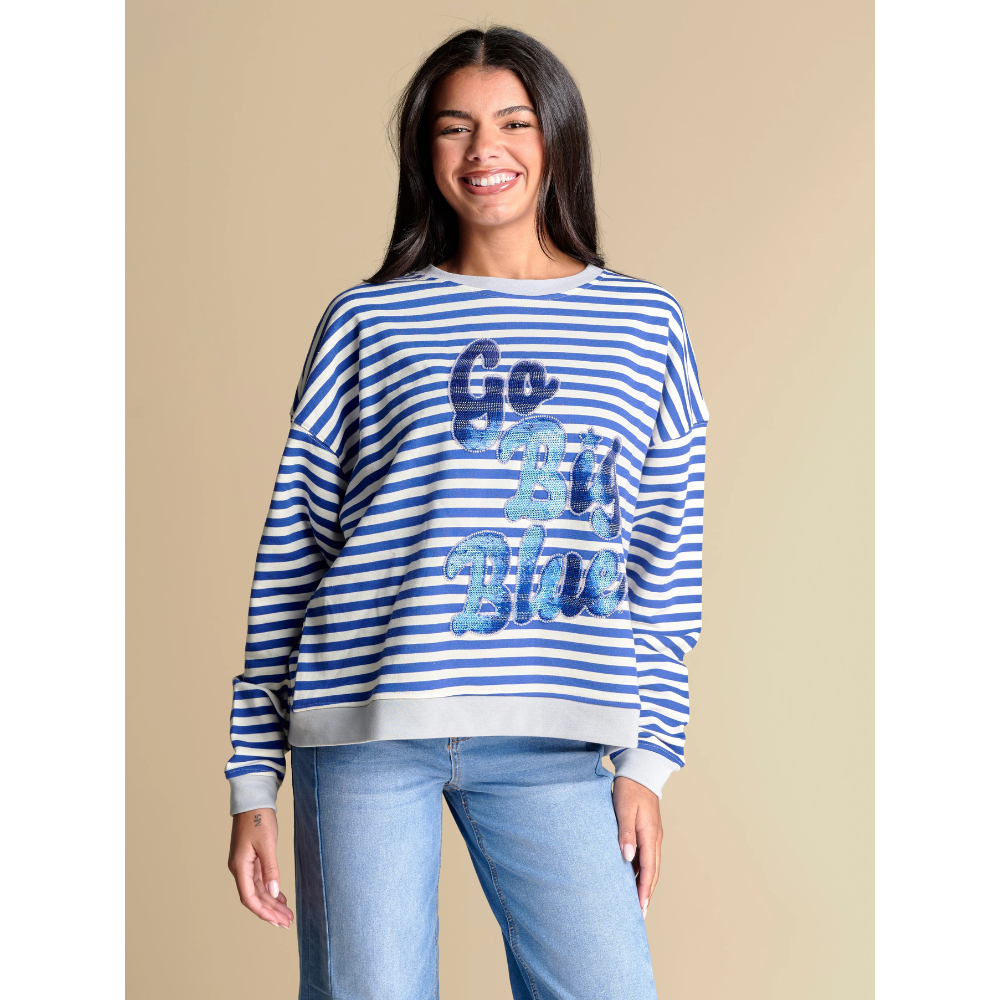 Go Big Blue Stripe Pullover