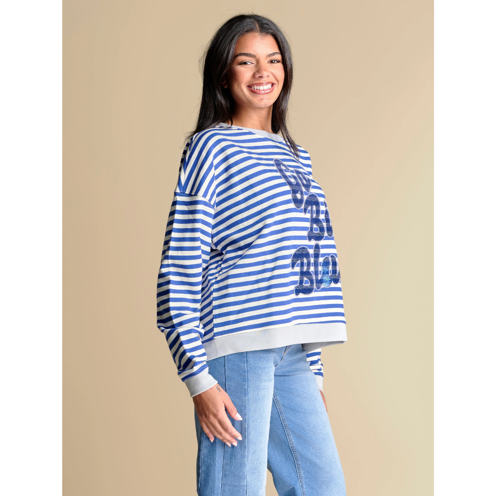 Go Big Blue Stripe Pullover