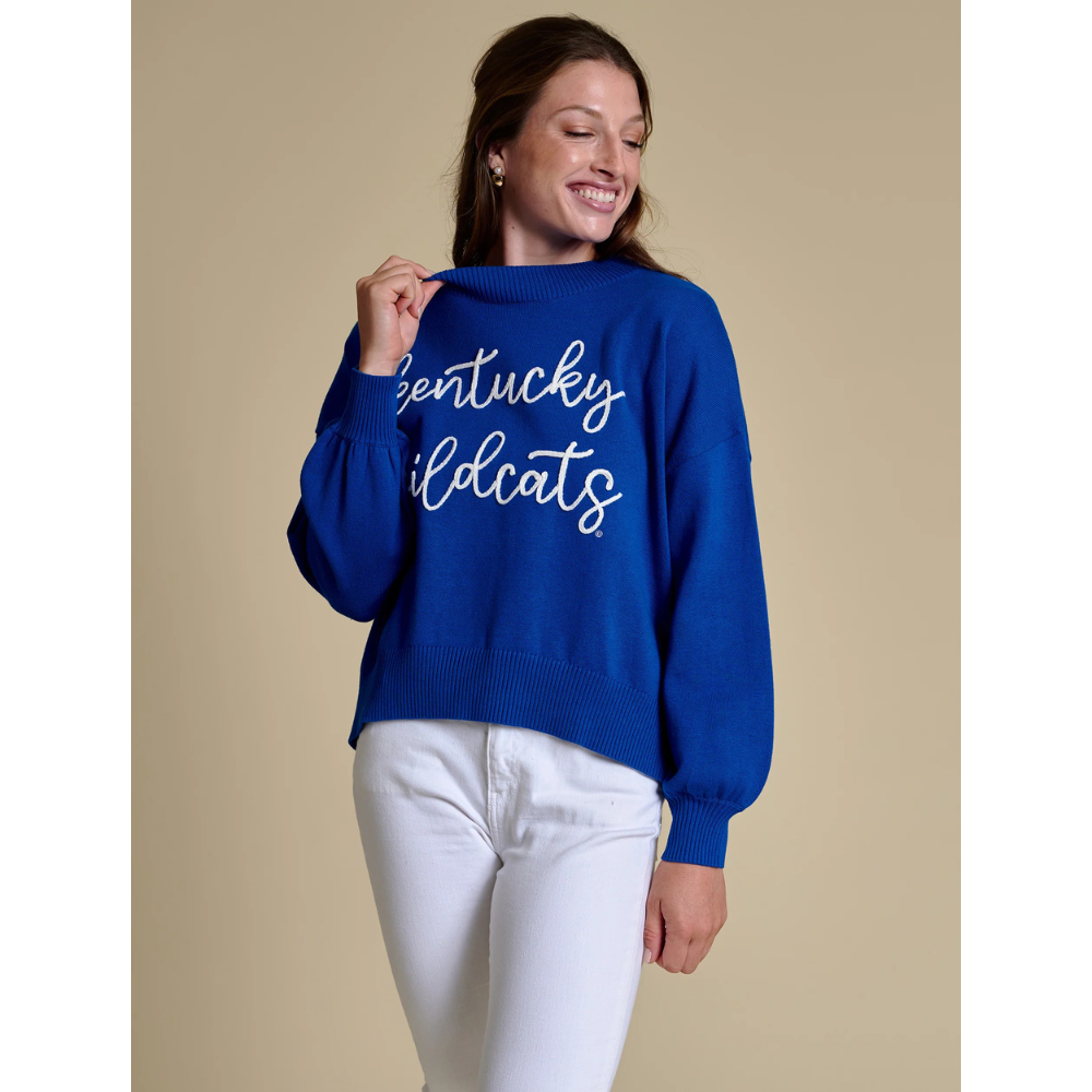 Kentucky Wildcats Script Embroidered Mock Neck Sweater