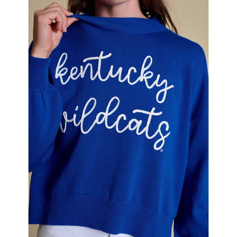 Kentucky Wildcats Script Embroidered Mock Neck Sweater
