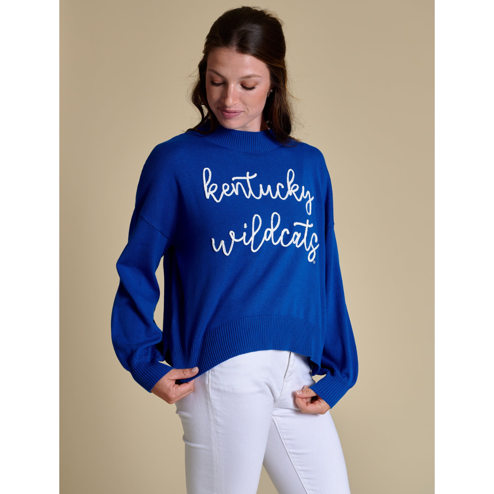 Kentucky Wildcats Script Embroidered Mock Neck Sweater