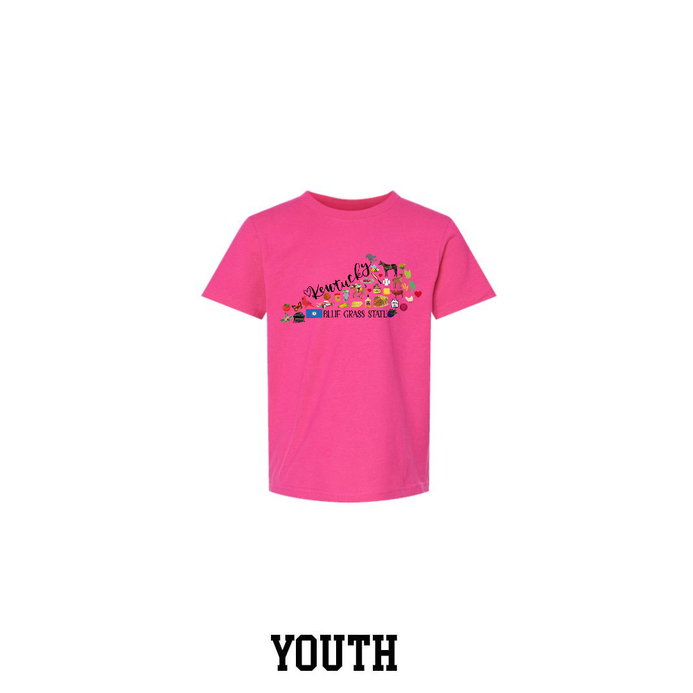 Camiseta juvenil con iconos de Kentucky Illustrated