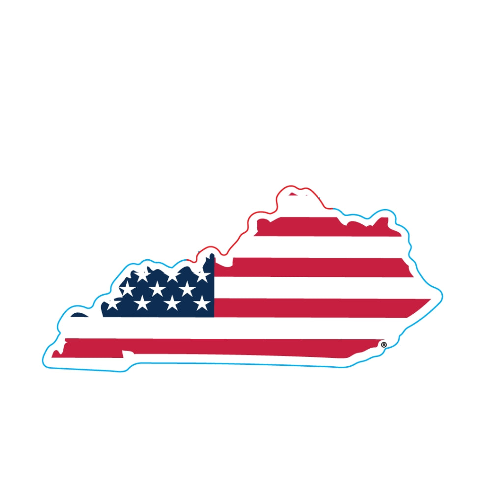 Kentucky Outline American Flag Sticker