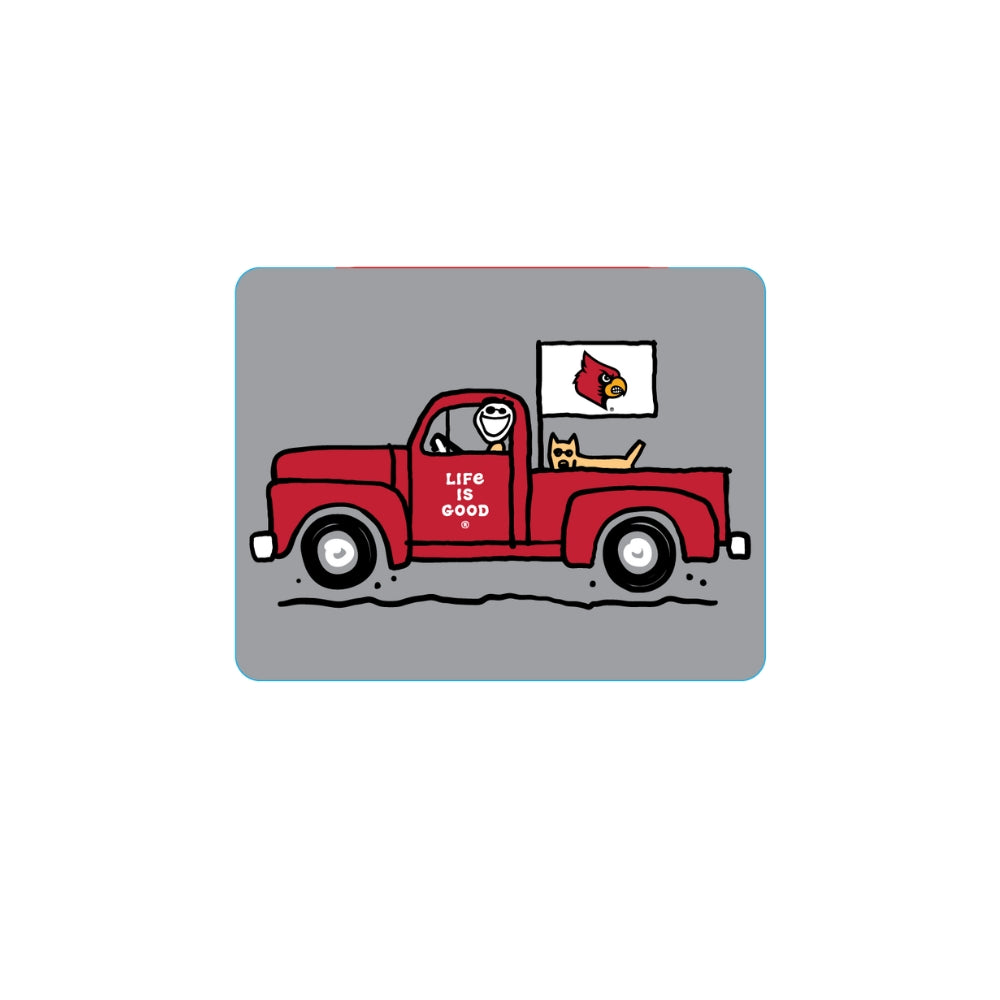 Life is Good Louisville Cardinal Truck with Flag Sticker