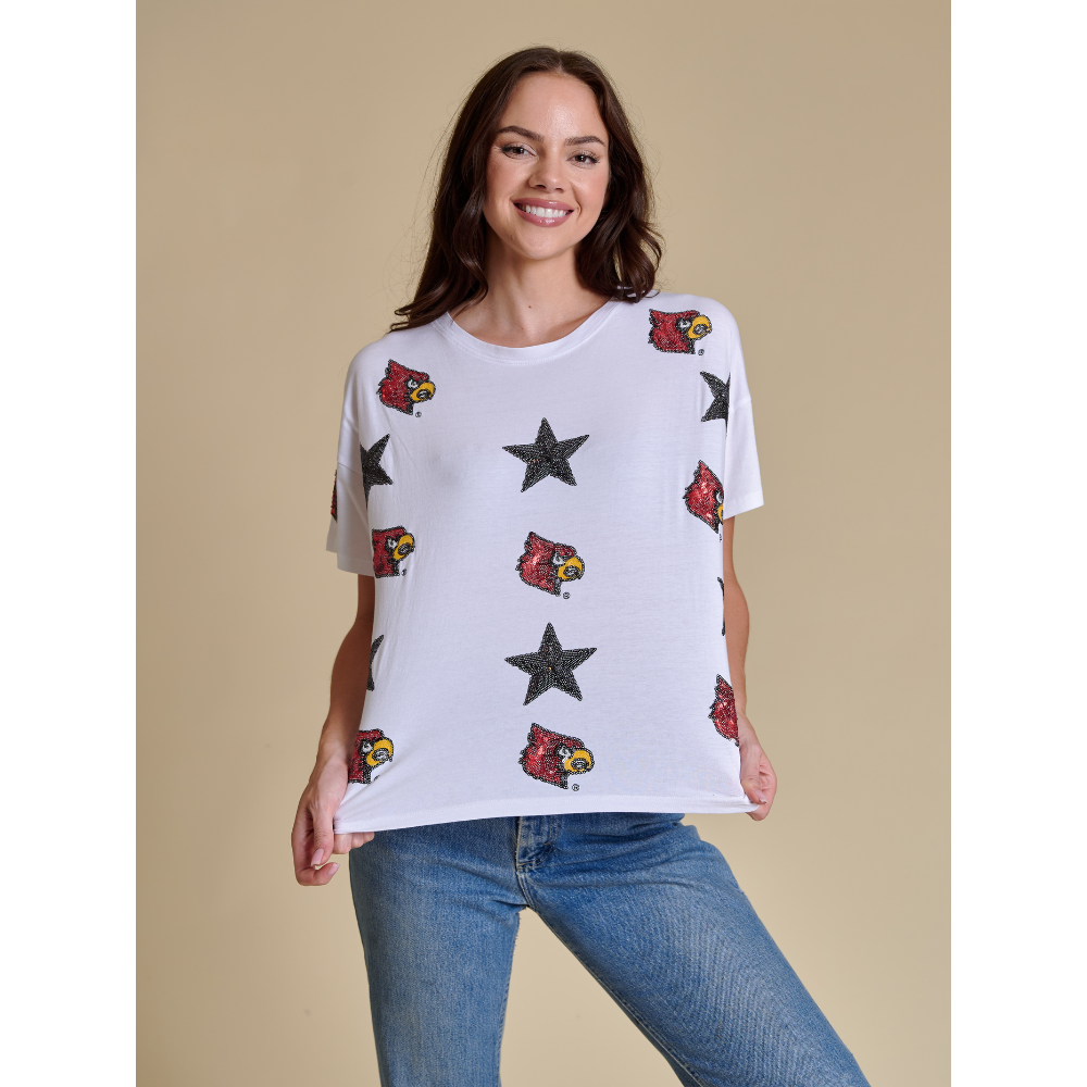 Louisville Cardinals Sequin Boxy T-Shirt