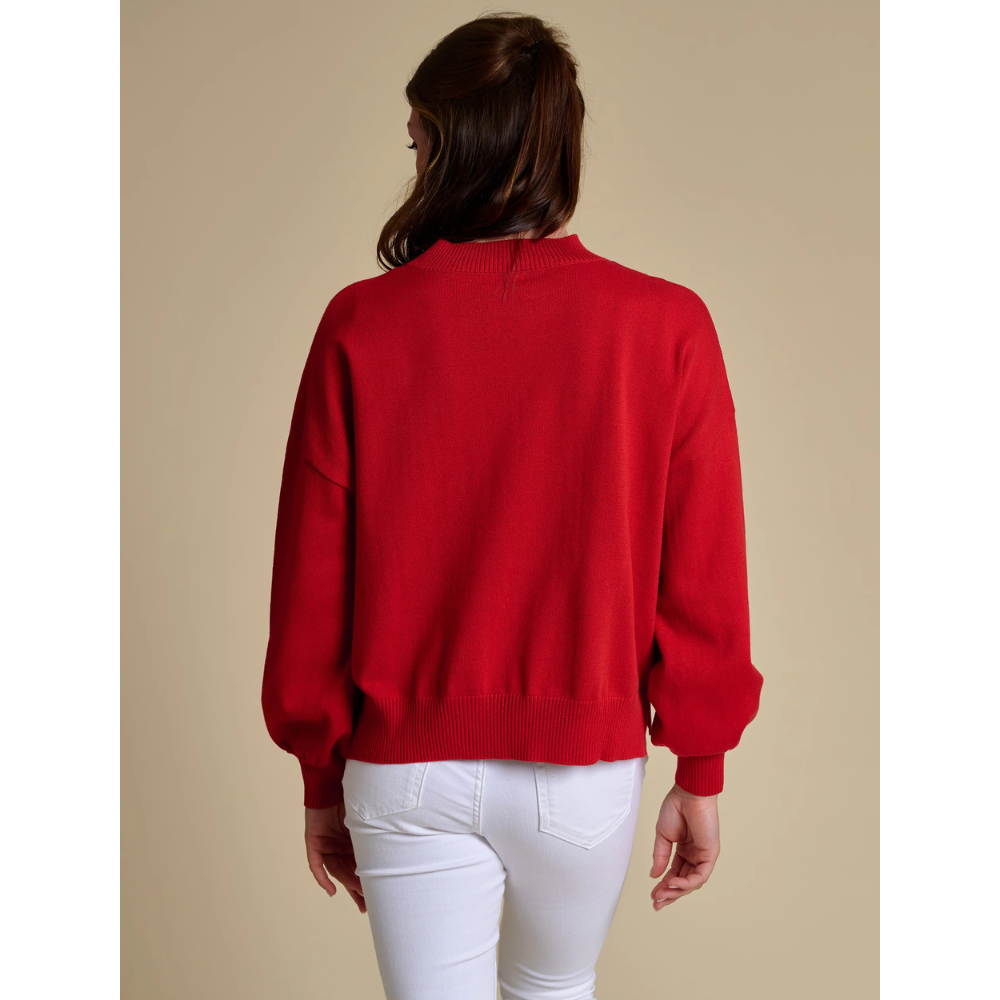 Louisville Cardinals Script Embroidered Mock Neck Sweater