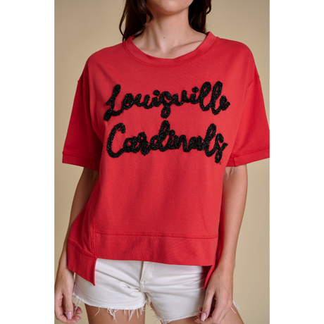 Louisville Cardinals Glitter Script Boxy T-Shirt