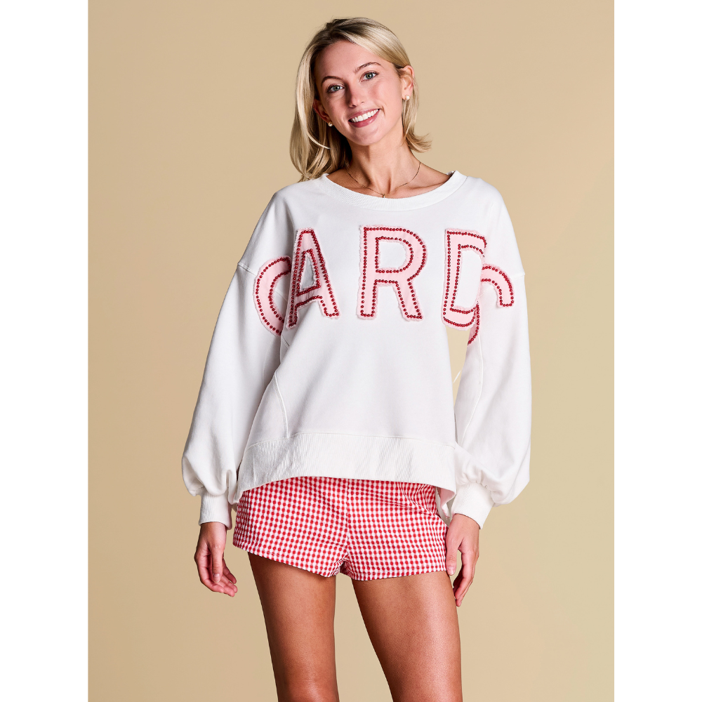 Cards All-Star Distressed Beaded Pullover