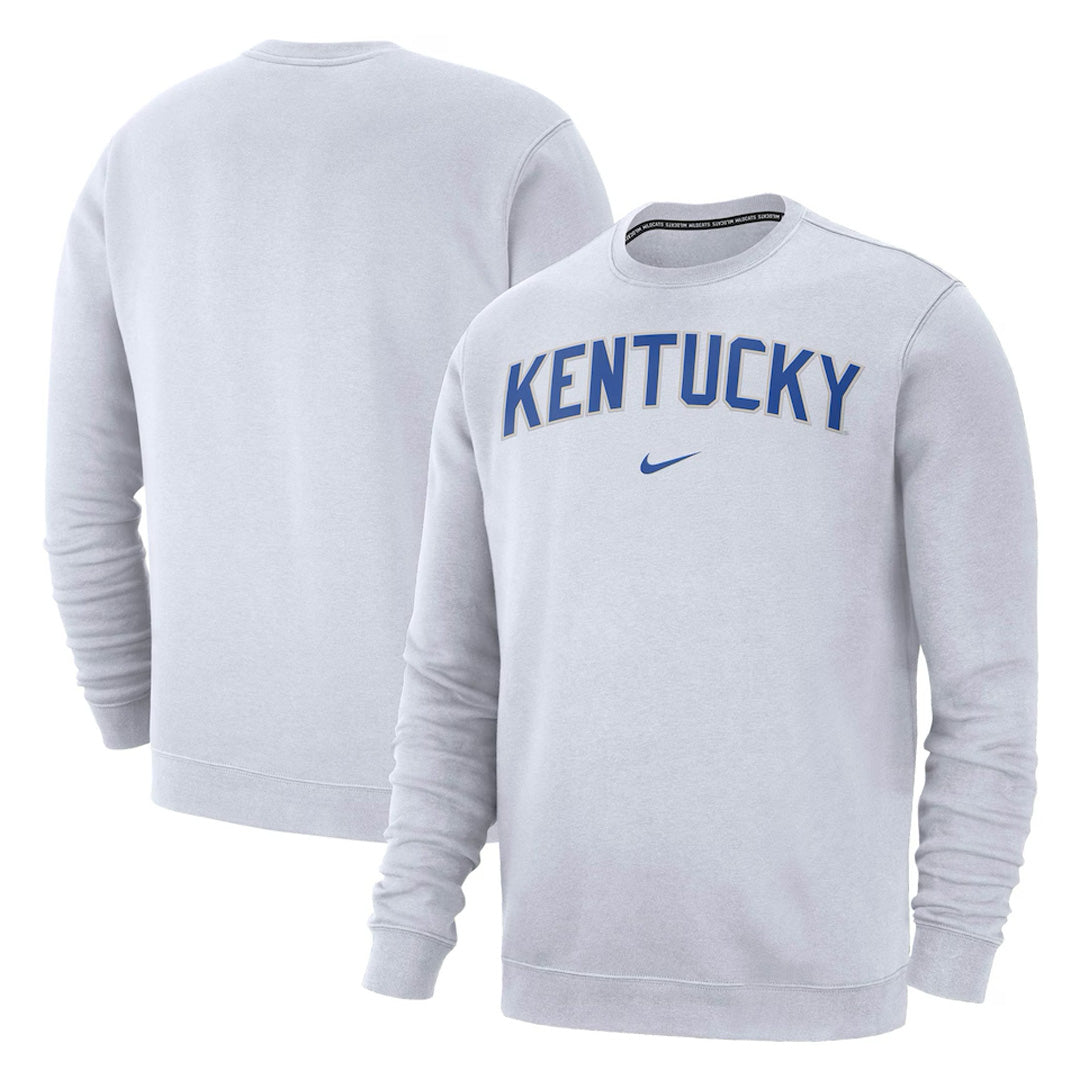 Men's Nike Kentucky Wildcats Wordmark Club Fleece Crewneck Sweatshirt White