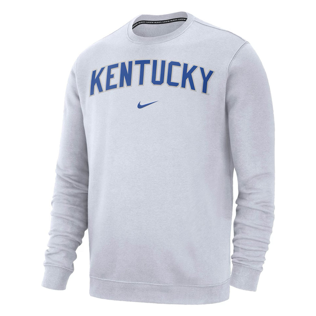 Men's Nike Kentucky Wildcats Wordmark Club Fleece Crewneck Sweatshirt White