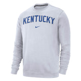 Men's Nike Kentucky Wildcats Wordmark Club Fleece Crewneck Sweatshirt White