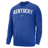 Men's Nike Kentucky Wildcats Wordmark Club Fleece Crewneck Sweatshirt Royal