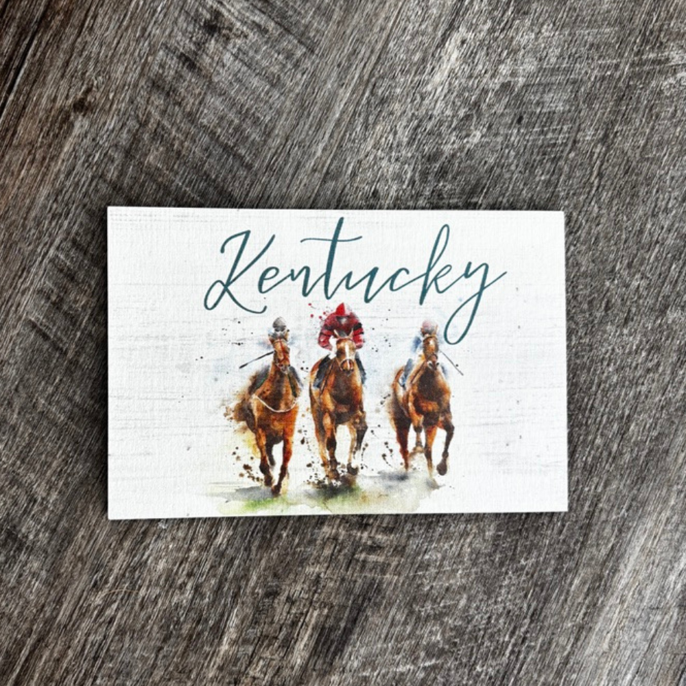 Kentucky Horse Racing Wooden Postcard