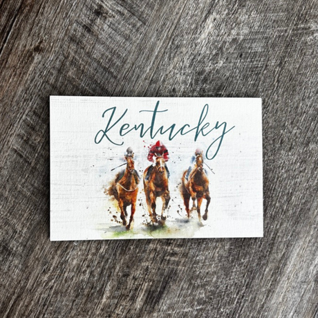 Kentucky Horse Racing Wooden Postcard