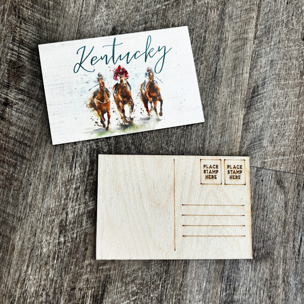 Kentucky Horse Racing Wooden Postcard