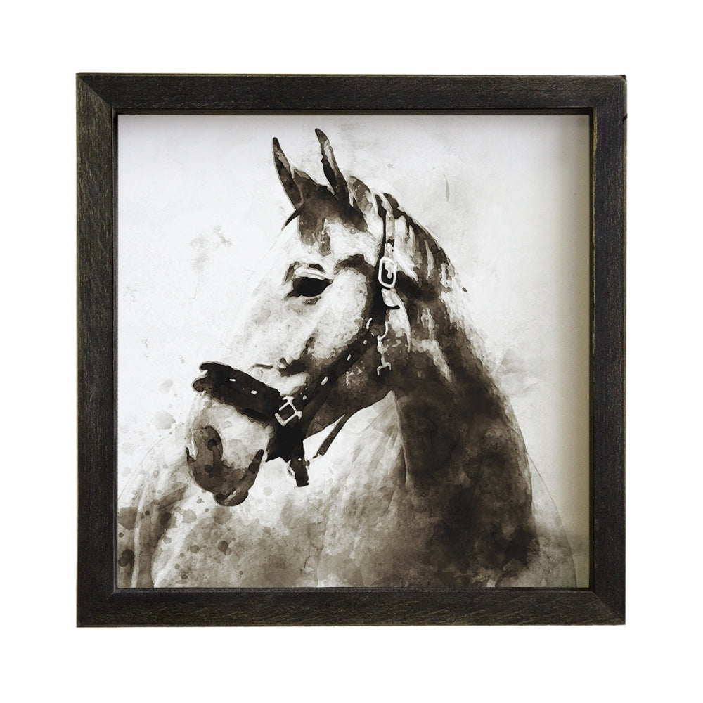 Black & White Watercolor Horse Sign