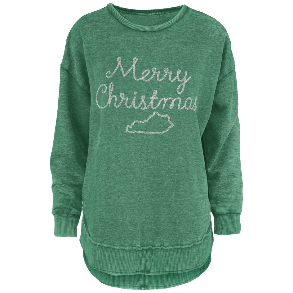 Merry Christmas Puff Chain Stitch Oversized Crewneck