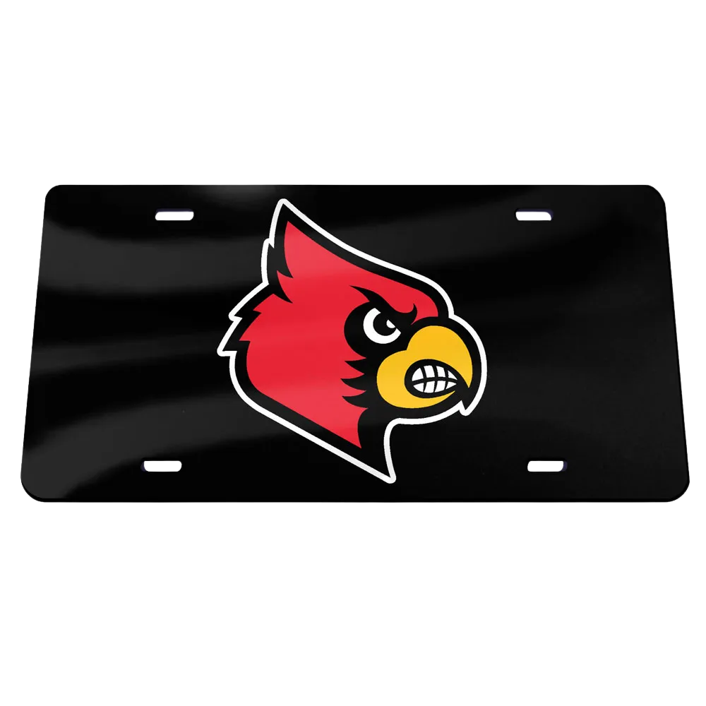 Louisville Cardinals Black Acrylic Mascot License Plate