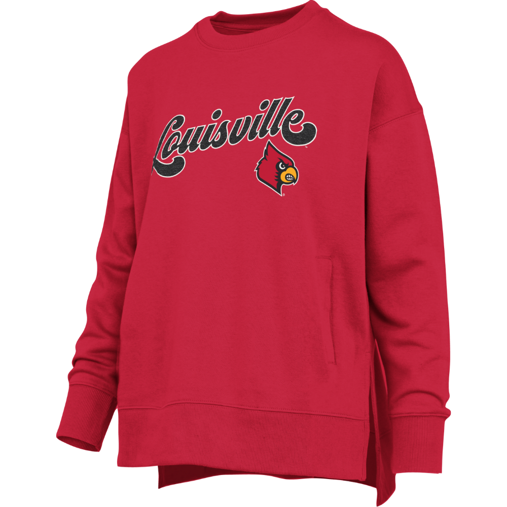 Louisville Cardinal Chenille Pocket Crewneck
