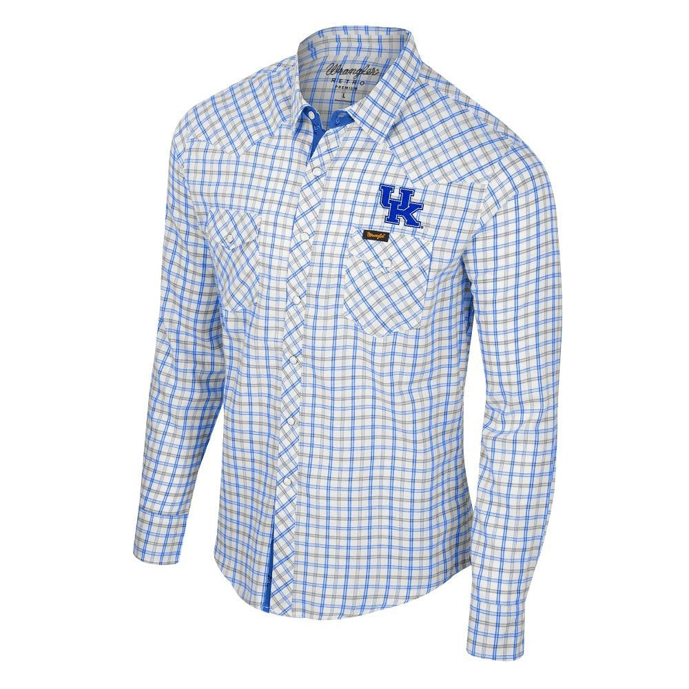 kentucky dress shirt UK Interlock Wrangler WP Plaid Snap Up Shirt M