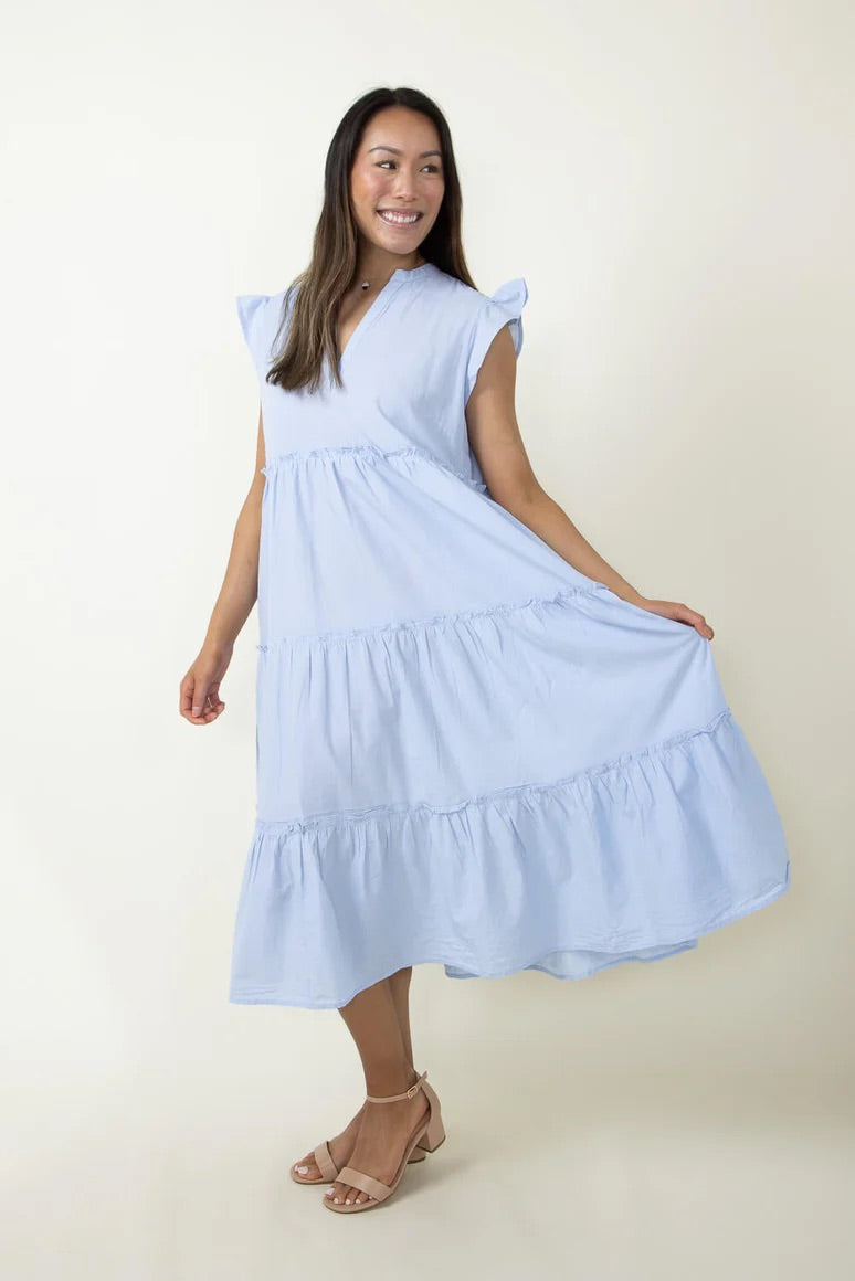 Simply Southern Sky Ruffle Maxi Dress