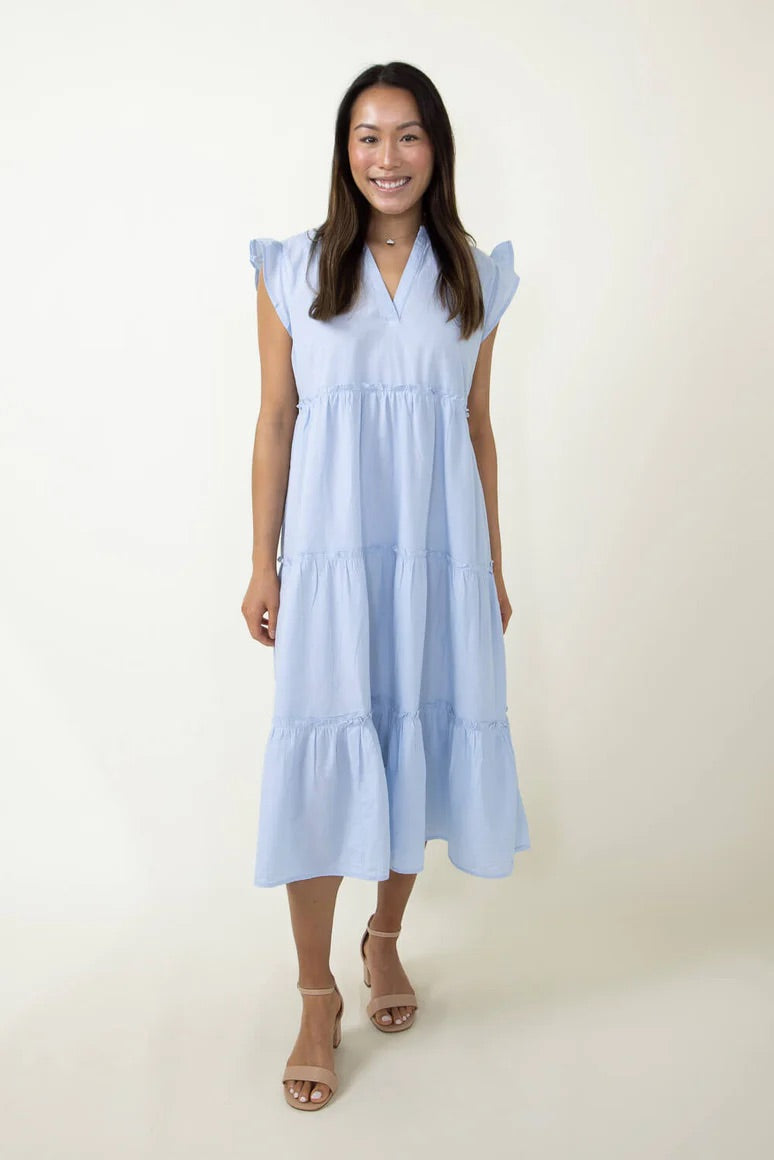 Simply Southern Sky Ruffle Maxi Dress